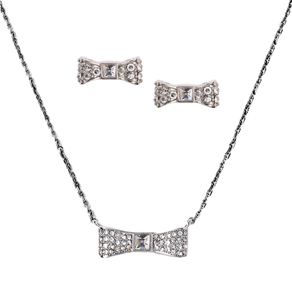 kate spade Jewelry - KATE SPADE • Silver Ready Set Bow Necklace Earrings Set